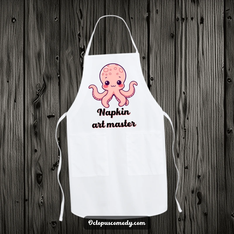 Funny Kawaii Octopus Apron showing a cute octopus with tentacles shaped into playful forms, perfect for creative culinary adventures.