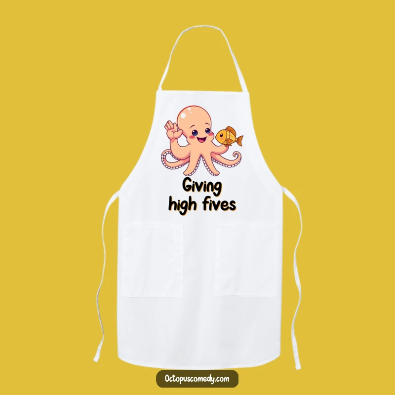 Funny Octopus High-Five Apron: Cook with Cheer in This Hilarious Kitchen Gear