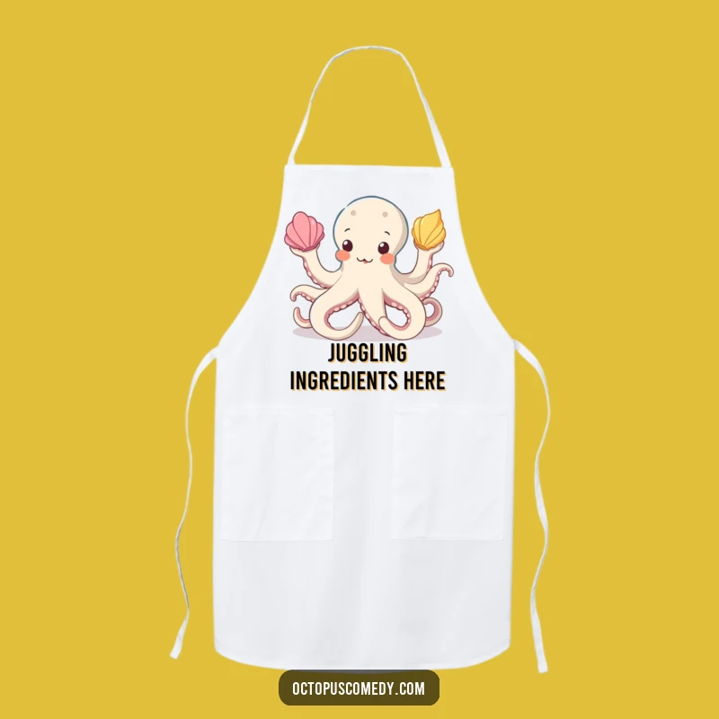 Funny Octopus Juggling Seashells Apron: Cook Up Laughs in the Kitchen