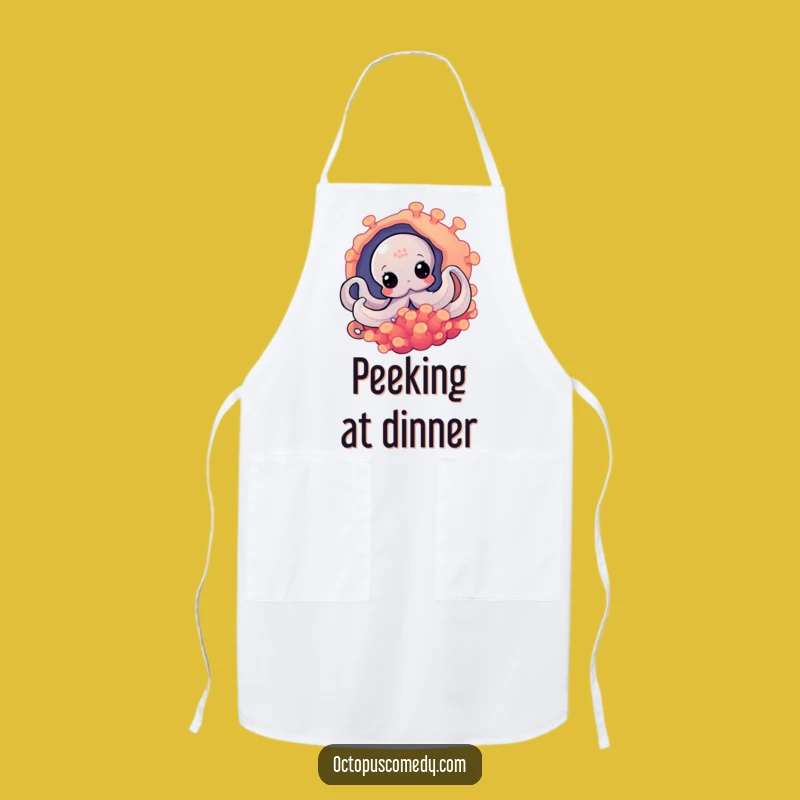 Funny Octopus Peek Apron: Cook with Curiosity in This Hilarious Kitchen Gear