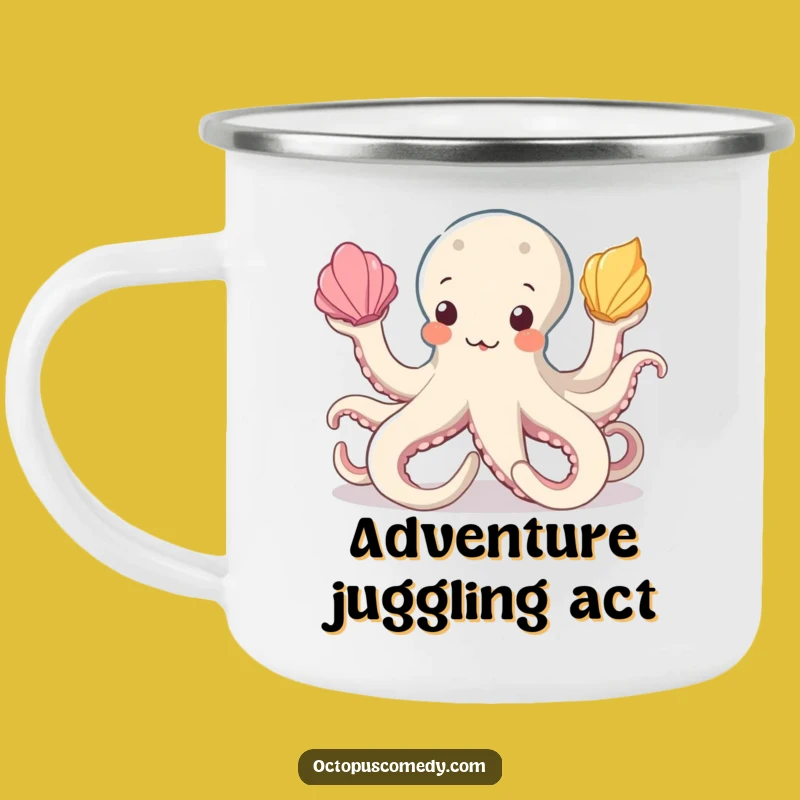 Funny Octopus Juggling Seashells Camping Mug: Adventure with Hilarious Companions