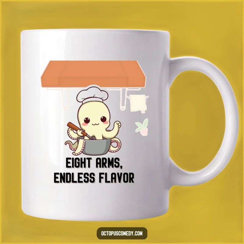 Funny Chef Octopus Mug: Hilarious Culinary Art, Perfect Gift for Foodie Friends