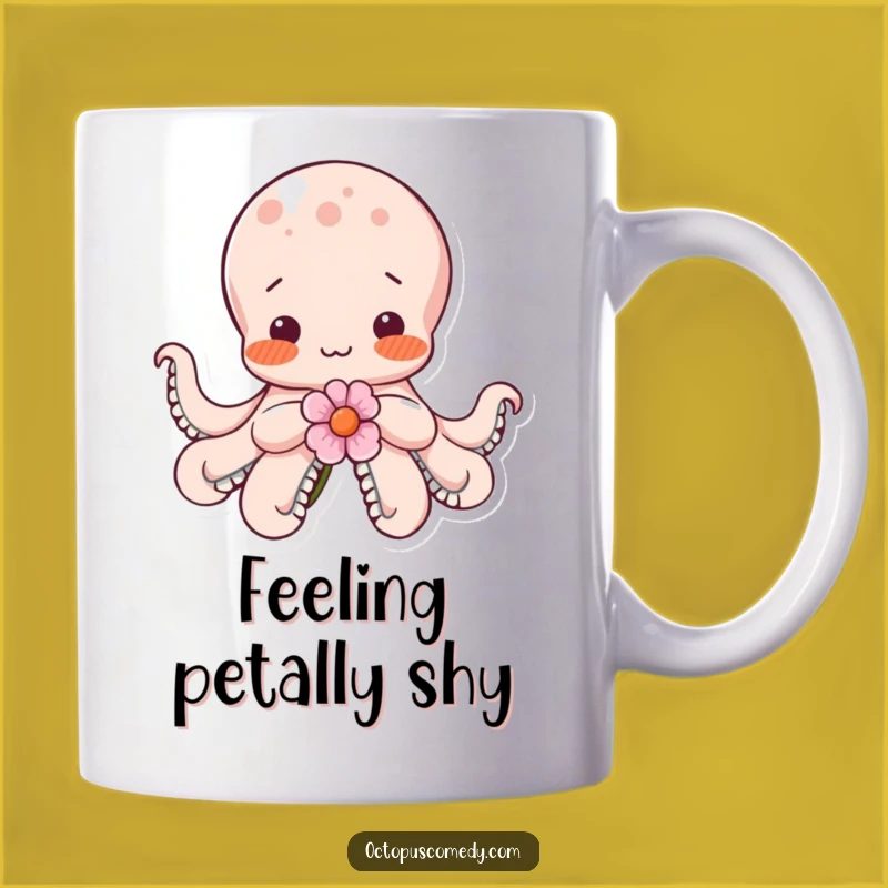 Funny Shy Octopus Flower Mug: Adorable & Cute Gift for Blushing Octopi Lovers