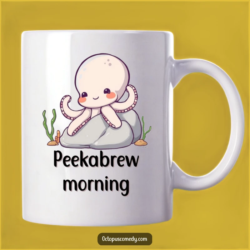 Funny Shy Octopus Mug: Ocean Peek-a-Boo - Cute Sea Creature Gift