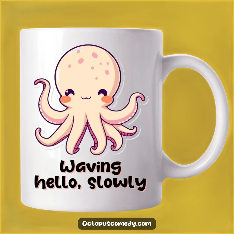 Funny Kawaii Octopus Mug: Waving Tentacles for Adorable Drink Time Fun