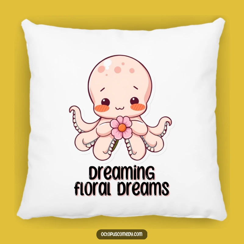Funny Shy Octopus Flower Pillow: Cozy Blushing Comfort Gift for Any Room