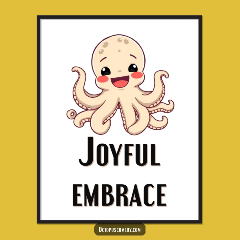 Funny Octopus Smile Digital Print - Joyful Art for Ocean Lovers Gift