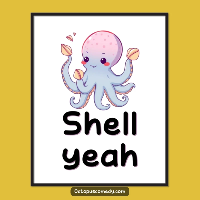Funny Juggling Octopus Seashell Digital Art - Instant Playfulness