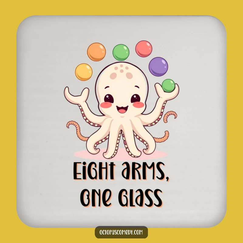 Funny Octopus Coaster: Juggling Balls Table Protection Humor