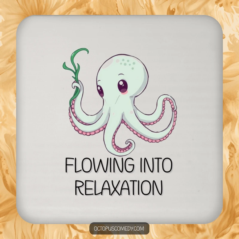 Funny Octopus Seaweed Dancer Coaster: A coaster depicting a funny octopus gracefully twirling seaweed like a ribbon.