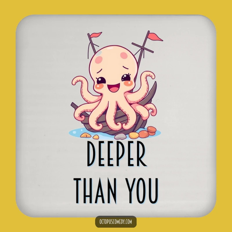 Funny Joyful Octopus Shipwreck Drink Coaster - Protect & Amuse