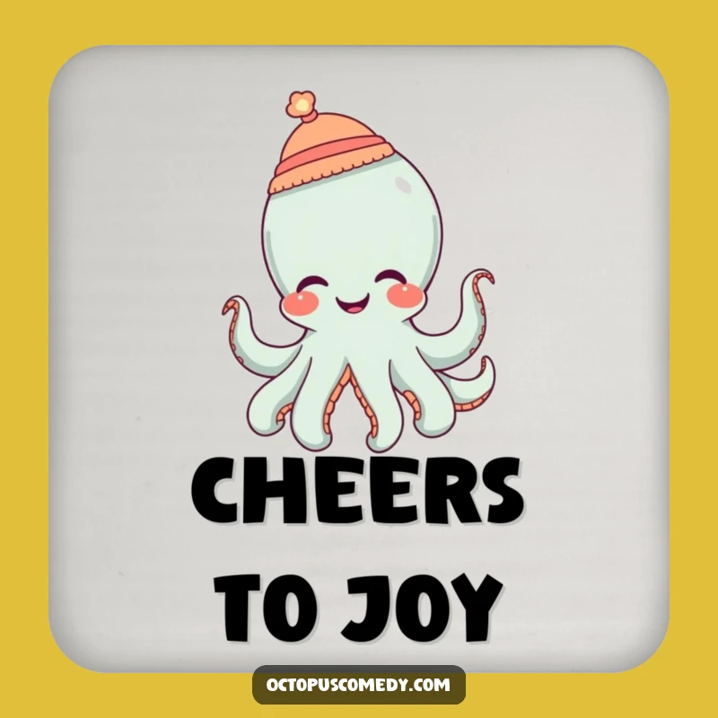 Funny Octopus Hat Giggle Coaster: Protect Surfaces with Humorous Cute Art