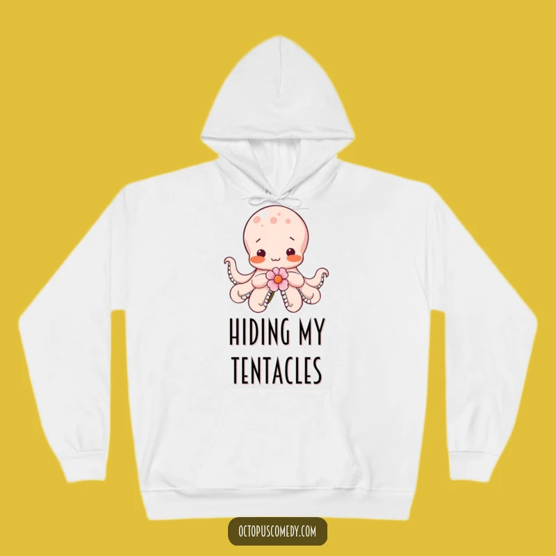 Funny Shy Octopus Flower Hoodie: Cozy & Cute Blushing Gift for Cold Days