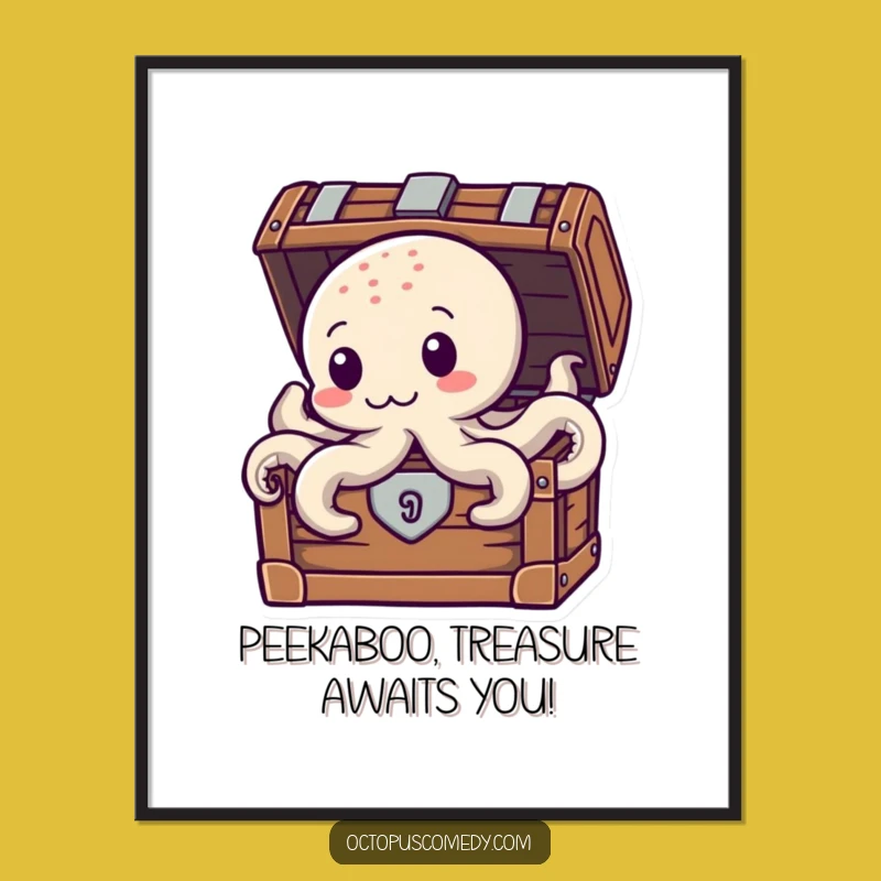 Funny Free Printable Wall Art: Treasure Octopus - Quirky Downloadable Decor for Adventurous Souls!