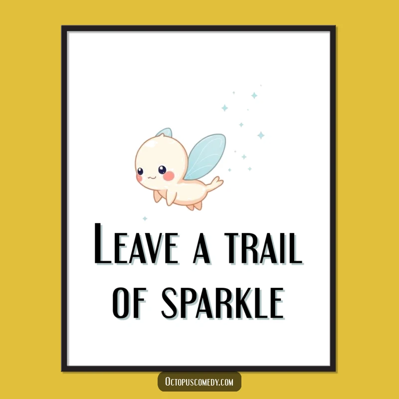 Funny Free Printable Wall Art: Ethereal Creature's Sparkle Trail - Magical Downloadable Art