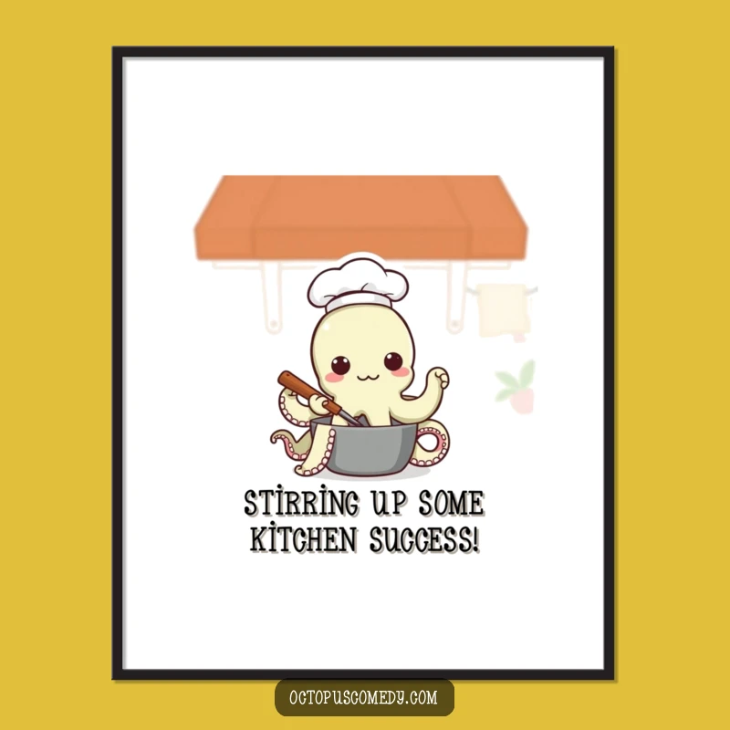 Funny Free Printable Wall Art: Chef Octopus - Quirky Downloadable Decor for Your Kitchen!