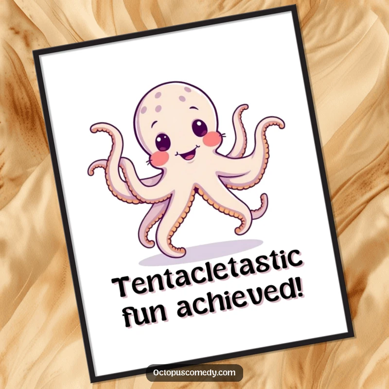 Funny Free Printable Octopus Dancing Wall Art: An octopus in mid-dance, wobbly tentacles expressing pure, silly joy.