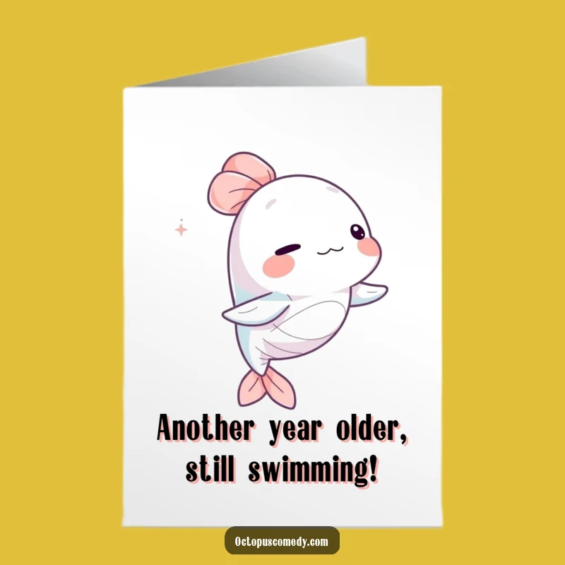 Free Printable Birthday Card: Capricious Sea Creature's Graceful Dance - Funny Downloadable Gift