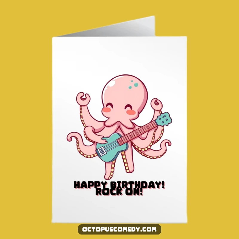 Free Printable Birthday Card: Cheerful Octopus Musician, Fun Downloadable Gift
