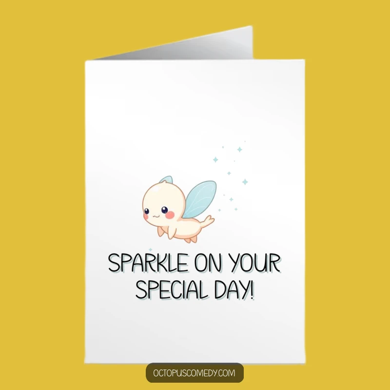Free Printable Birthday Card: Ethereal Creature's Sparkle - Funny Downloadable Gift for Her