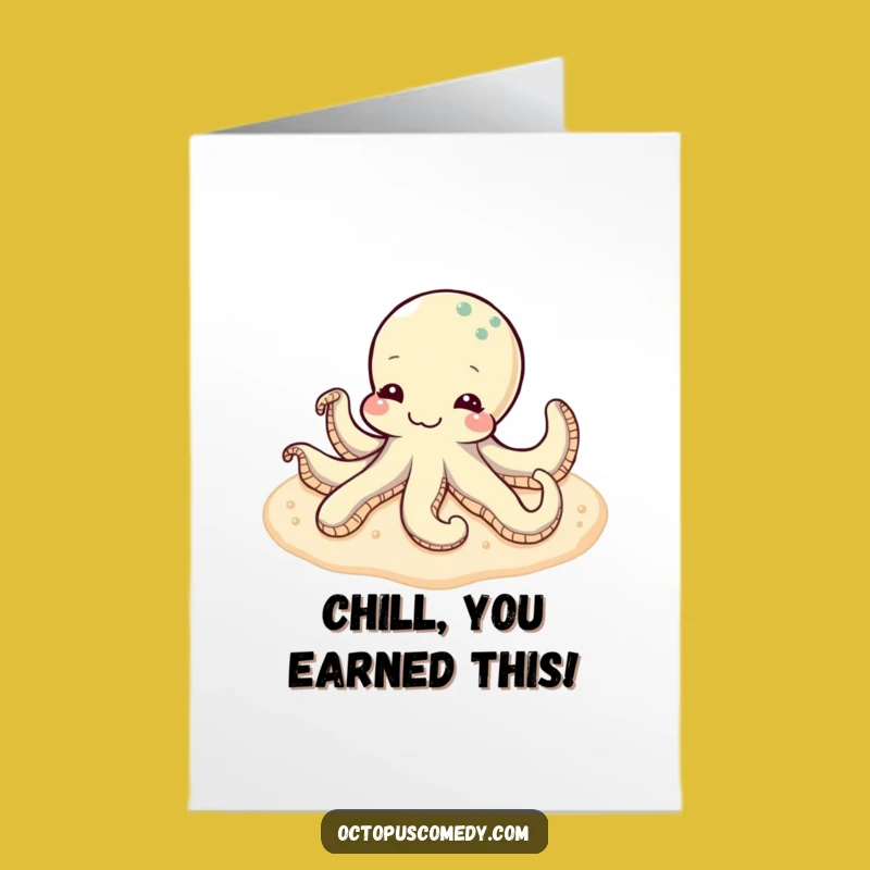 Free Printable Content Octopus Congratulations Card: Calm Success Downloadable Gift
