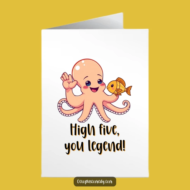Free Printable Congrats Card: Hilarious Octopus High-Five Downloadable for Any Win