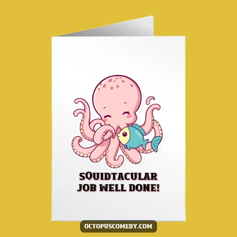 Free Printable Congrats Card: Tickling Octopus Spreads Joyful Tidings