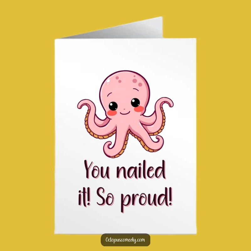 Free Printable Octopus Card: Funny Wiggle Congratulations for Any Achievement