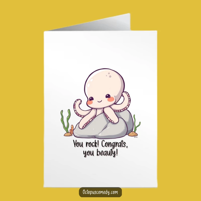 Free Printable Congrats Card: Shy Octopus for Tentative, Happy Celebrations