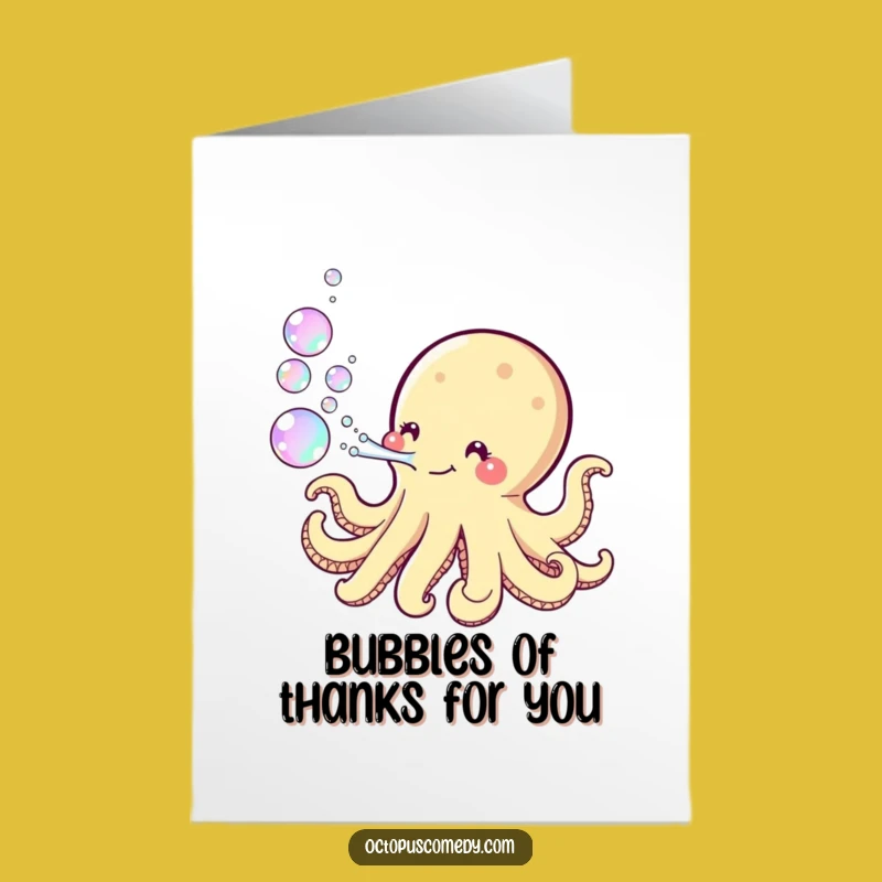 Express your thanks with a playful pop using this free printable card and a bubbly Kawaii octopus. Perfect for a print-at-home gesture.