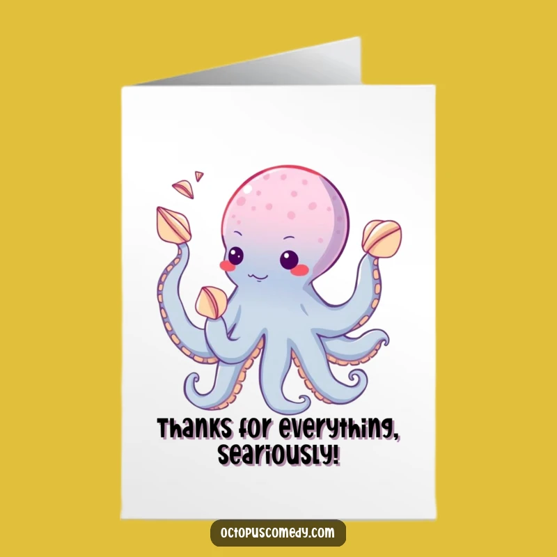 Free Printable Octopus Thank You Card: Juggling Gratitude, Playful Thanks!