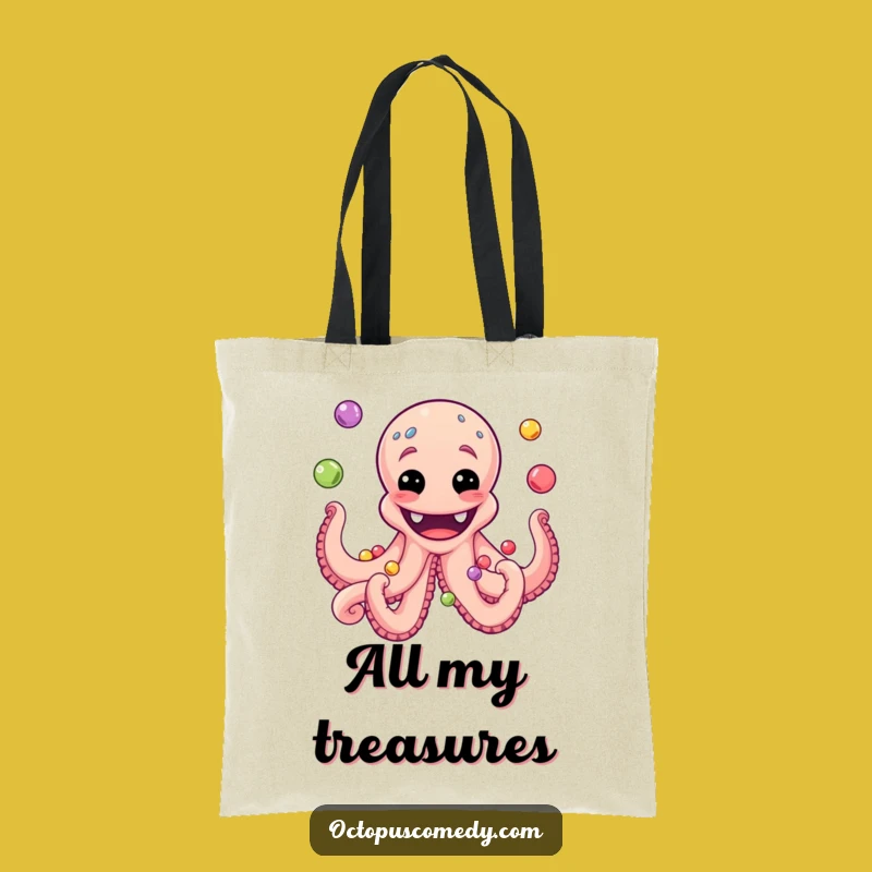 Grinning Octopus Tote Bag: Funny and Stylish Accessory for Pearl Collectors