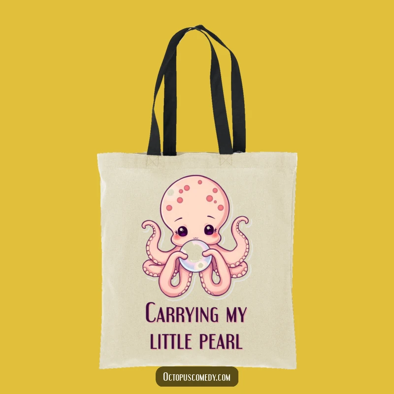 Funny Octopus Pearl Tote Bag: Carry Elegance and Humor Daily