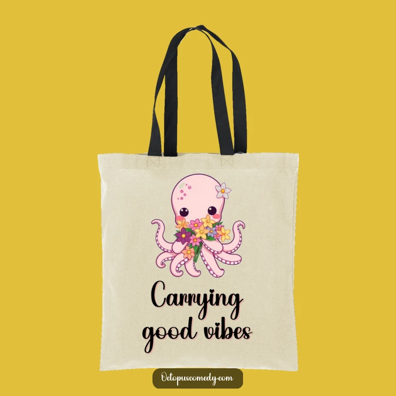Kawaii Octopus Flower Tote Bag: Carry Your Charm, Perfect Funny Gift for Shoppers